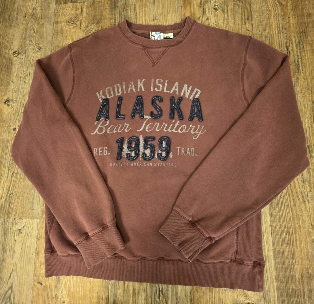 Blue 84 Women's Large Kodiak Island Alaska Sweatshirt Rust/Navy Color Travel
